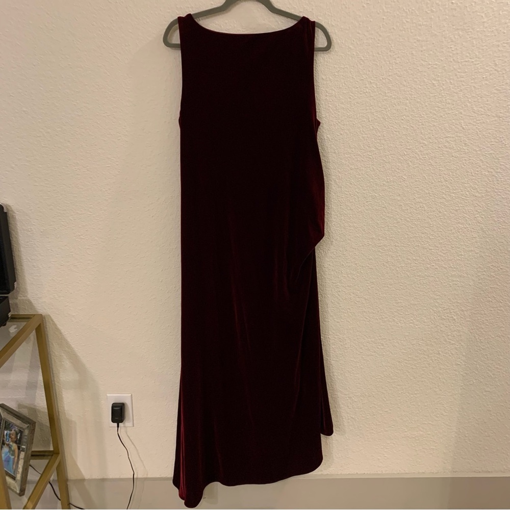 Eliza J women’s NWT burgundy cowl neck velvet gathered formal dress size 14W - Picture 6 of 9